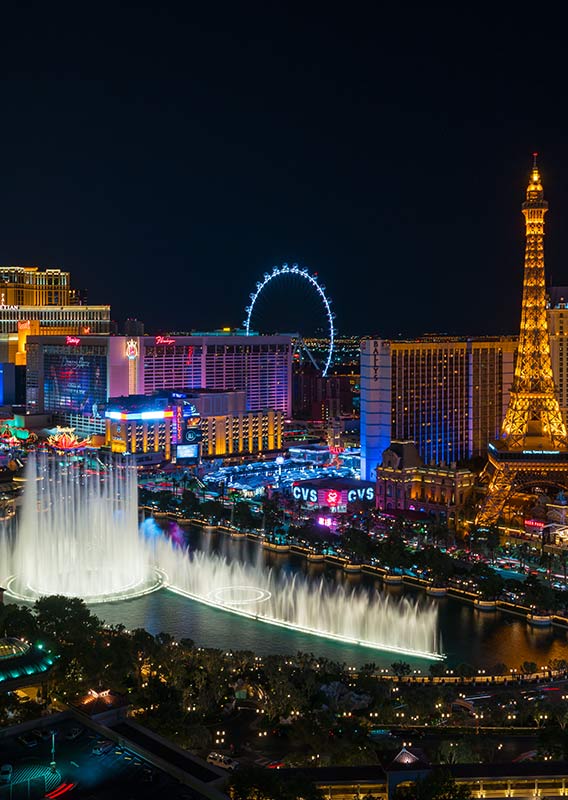 An aerial view of the Las Vegas strip