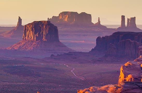 Monument Valley at dusk.